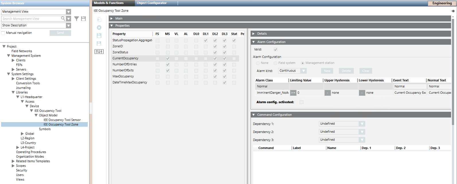 IEE Occupancy Tool-Ereignisse für das Zonenobjektmodell aktivieren