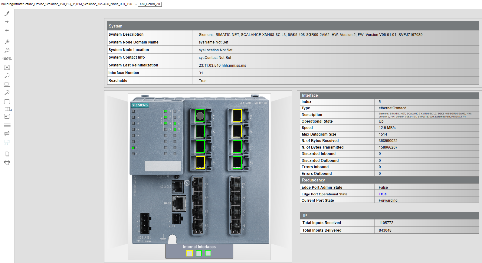 Grafische Darstellung der Scalance XM-400 im Bedienmodus