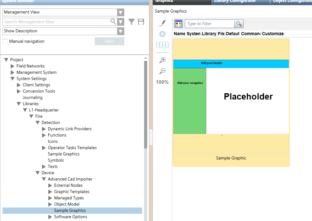 Erweiterter CAD-Importer –Standard-Mustergrafik