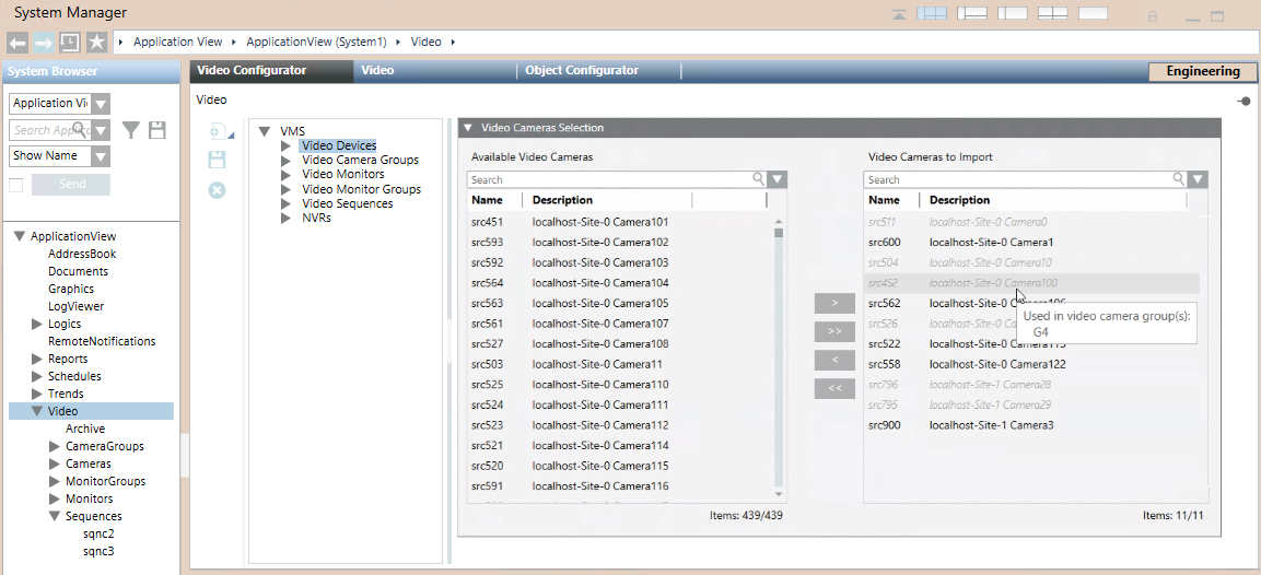 Untergruppe von Kameras