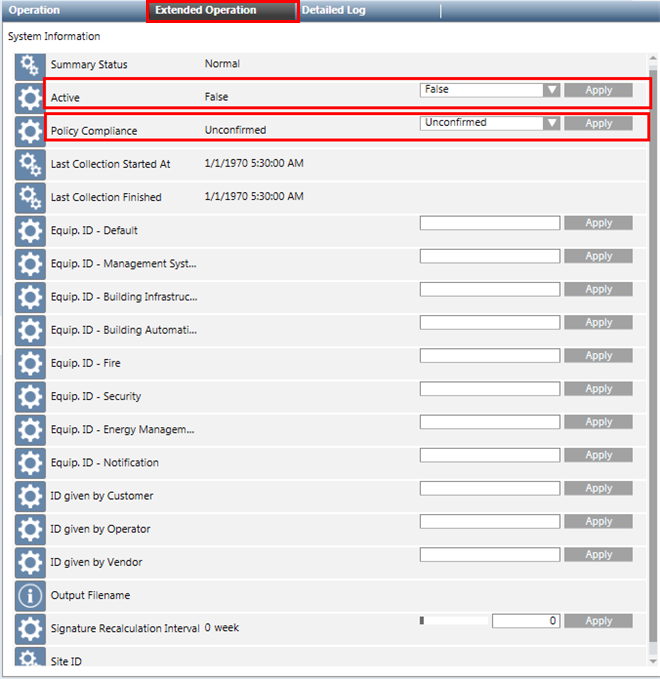 Systeminformationen, Register Erweiterte Bedienung