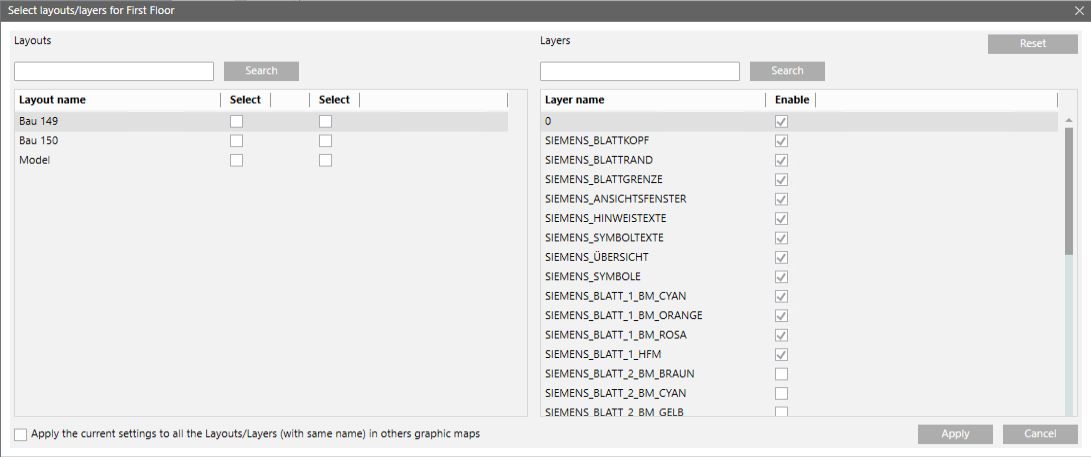 Seite 2: Layouts und Layer auswählen