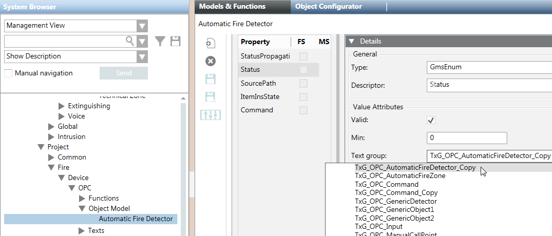 Auswahl einer kopierten Textgruppe, um diese mit einem angepassten Objekt zu verknüpfen